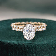 2.0 CT Oval Cut Solitaire Moissanite Bridal Wedding Ring Set Mapple Gems
